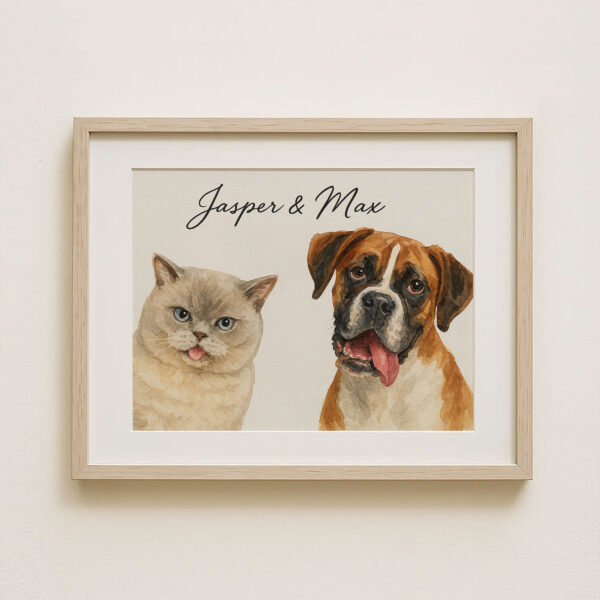 Custom Pet Portrait of Your Cat and Dog in Watercolor Style Featuring Jasper and Max - Image 8