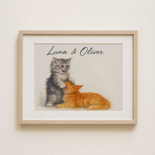 "Adorable Watercolor Cat Print of Luna and Oliver Perfect for Pet Lovers Home Decor" - Image 8