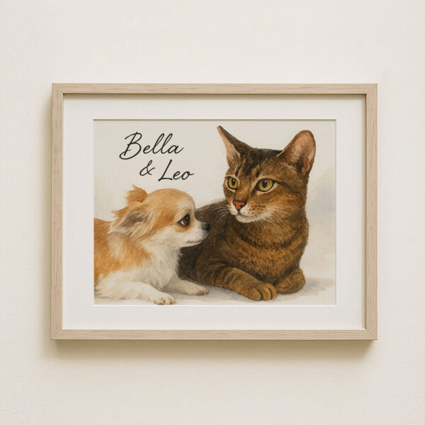 Personalized Pet Portrait Wall Art Featuring a Cat and Dog Illustration for Home Decor - Image 8