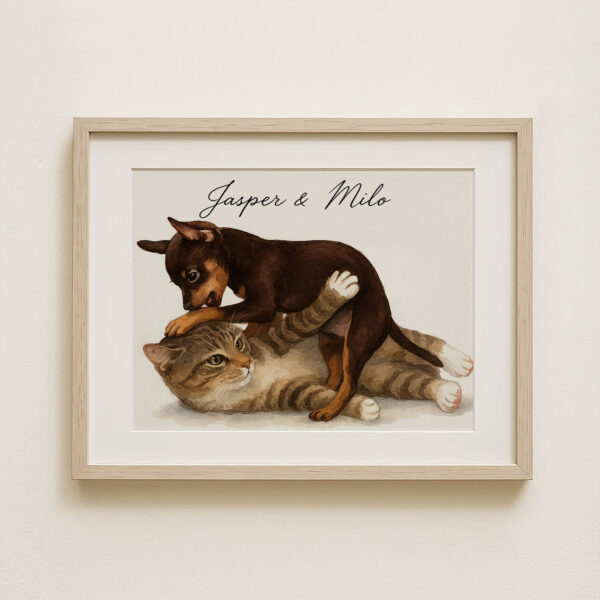 Cute Puppy and Kitten Art Print Featuring Jasper and Milo for Pet Lovers Home Decor - Image 8