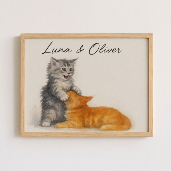 "Adorable Watercolor Cat Print of Luna and Oliver Perfect for Pet Lovers Home Decor" - Image 7