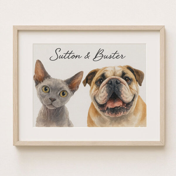 Custom Pet Portrait Art of Cat and Dog Personalization for Home Decor - Image 6