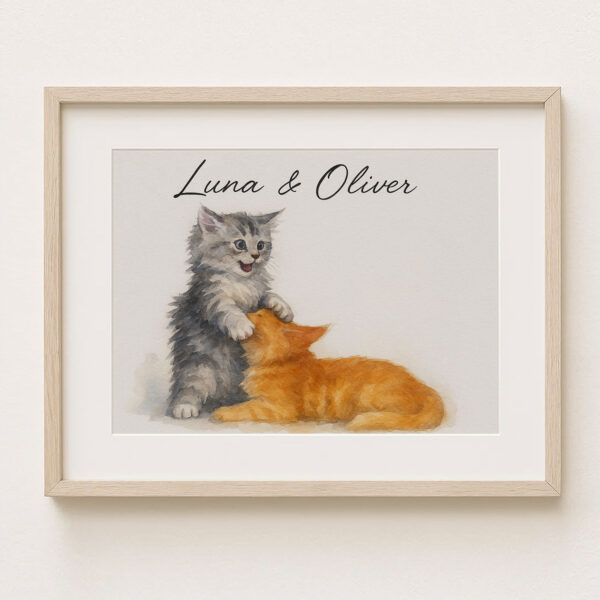 "Adorable Watercolor Cat Print of Luna and Oliver Perfect for Pet Lovers Home Decor" - Image 6