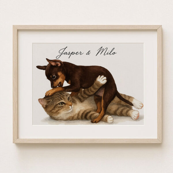 Cute Puppy and Kitten Art Print Featuring Jasper and Milo for Pet Lovers Home Decor - Image 6