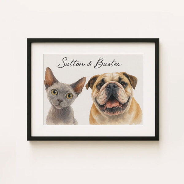 Custom Pet Portrait Art of Cat and Dog Personalization for Home Decor - Image 5