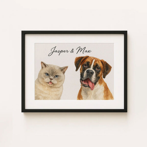 Custom Pet Portrait of Your Cat and Dog in Watercolor Style Featuring Jasper and Max - Image 5