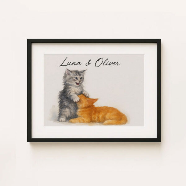"Adorable Watercolor Cat Print of Luna and Oliver Perfect for Pet Lovers Home Decor" - Image 5