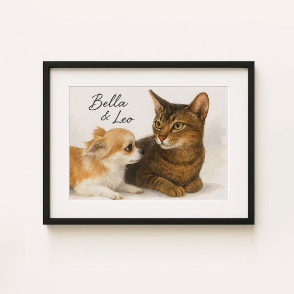 Personalized Pet Portrait Wall Art Featuring a Cat and Dog Illustration for Home Decor - Image 5