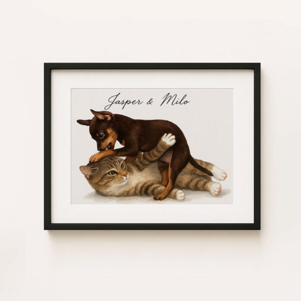 Cute Puppy and Kitten Art Print Featuring Jasper and Milo for Pet Lovers Home Decor - Image 5