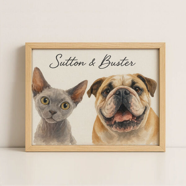 Custom Pet Portrait Art of Cat and Dog Personalization for Home Decor - Image 4