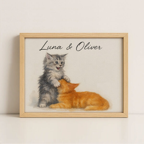 "Adorable Watercolor Cat Print of Luna and Oliver Perfect for Pet Lovers Home Decor" - Image 4