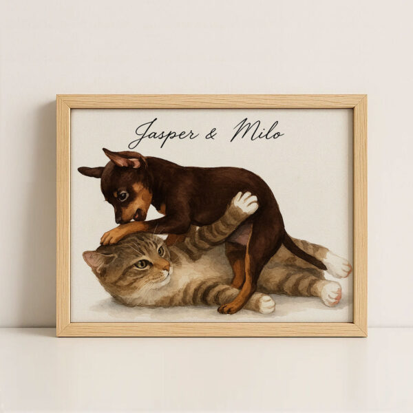 Cute Puppy and Kitten Art Print Featuring Jasper and Milo for Pet Lovers Home Decor - Image 4