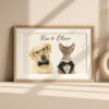 Personalized Pet Portrait of Rex and Oliver in Stylish Watercolor Design