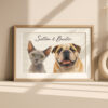 Custom Pet Portrait Art of Cat and Dog Personalization for Home Decor
