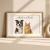 Personalized Pet Portrait of a Happy Dog and Cat in Stylish Watercolor Design