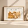 Custom Pet Portrait of Ollie the Cat and Milo the Puppy in Soft Watercolor Style for Animal Lovers