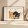 Personalized Watercolor Pet Portrait of Dexter and Rosie - Cute Cat and Dog Artwork for Home Decor