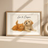 Personalized Pet Portrait Art of Cats and Dogs Featuring Leo and Cooper in a Stylish Frame
