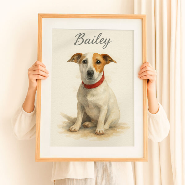 Personalized Watercolor Dog Portrait of Bailey Framed Wall Art for Pet Lovers - Image 8