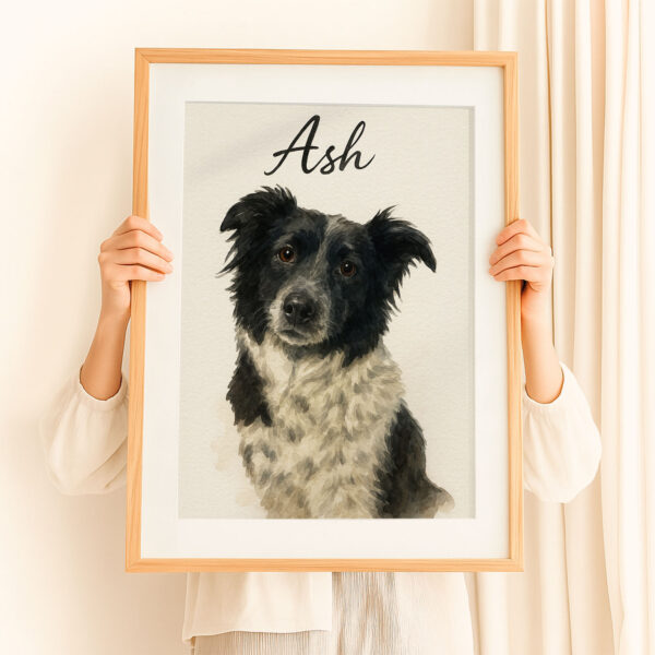 Personalized Dog Portrait Print of Ash in Beautiful Watercolor Style for Dog Lovers - Image 8