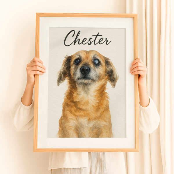Personalized Watercolor Dog Portrait of Chester for Pet Lovers Stylish Home Decor - Image 8