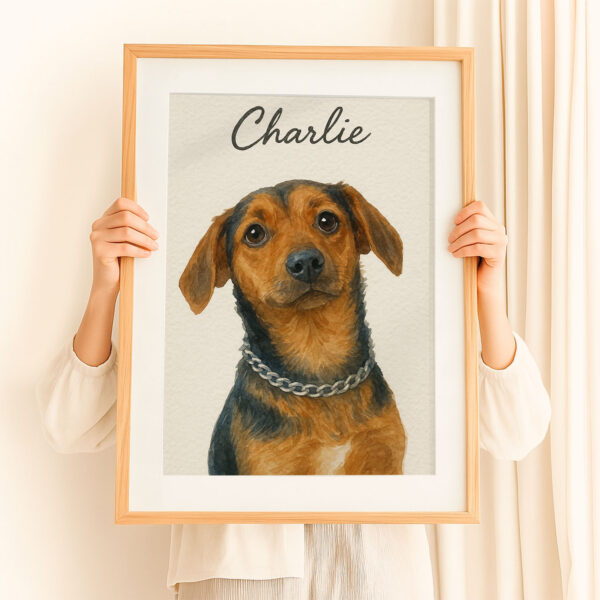 Personalized Dog Portrait Print for Pet Lovers - Charlie Dog Watercolor Artwork in Elegant Framed Design - Image 8