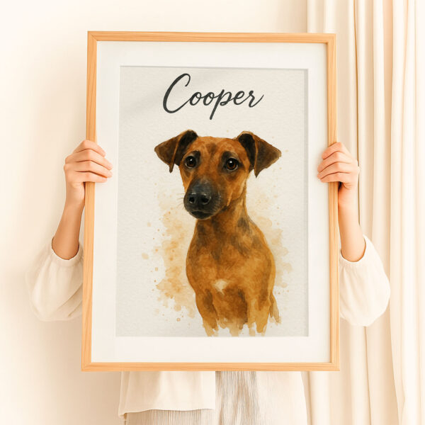 Custom Watercolor Dog Portrait Art Print Featuring Your Pet Cooper in a Stylish Frame - Image 8