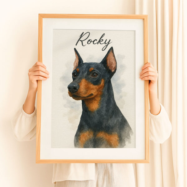 Personalized Watercolor Dog Portrait Custom Art Print for Pet Lovers Featuring Rocky the Doberman - Image 8