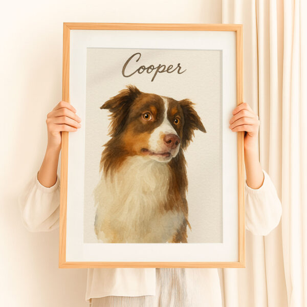 Personalized Watercolor Dog Portrait of Cooper in Elegant Frame for Pet Lovers - Image 8