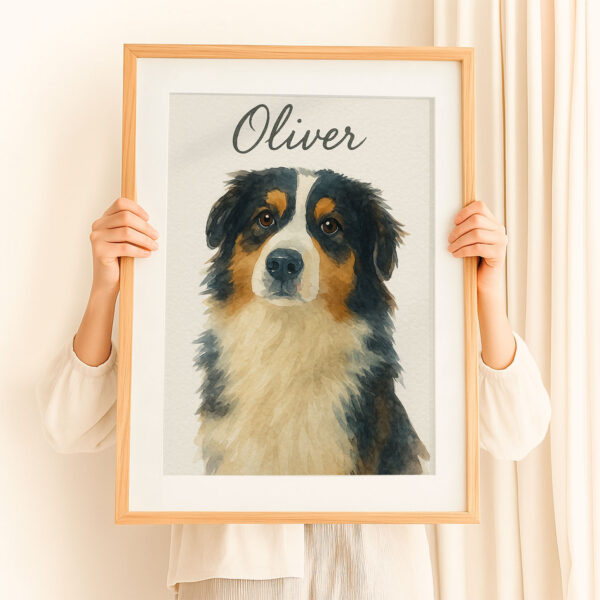 Personalized Watercolor Dog Portrait of Oliver Perfect for Home Decor and Pet Lovers - Image 8
