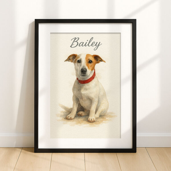 Personalized Watercolor Dog Portrait of Bailey Framed Wall Art for Pet Lovers - Image 7