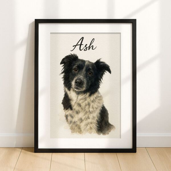 Personalized Dog Portrait Print of Ash in Beautiful Watercolor Style for Dog Lovers - Image 7