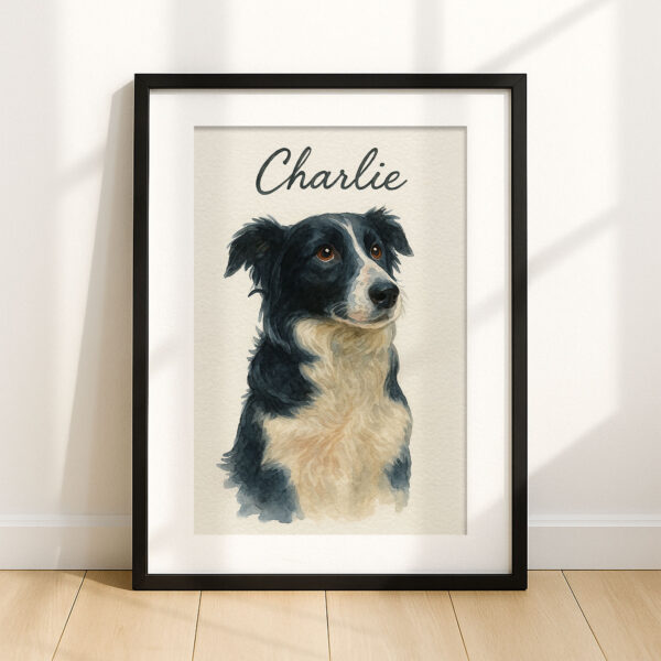 Personalized Pet Portrait of Your Dog Charlie in Stylish Watercolor Frame Art - Image 7