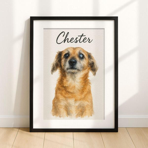 Personalized Watercolor Dog Portrait of Chester for Pet Lovers Stylish Home Decor - Image 7