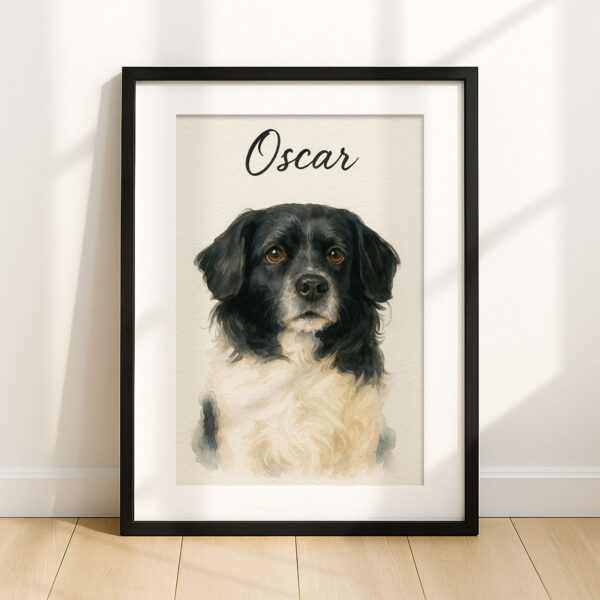 Custom Pet Portrait of Oscar in Beautiful Watercolor Style Framed Art Print - Image 7