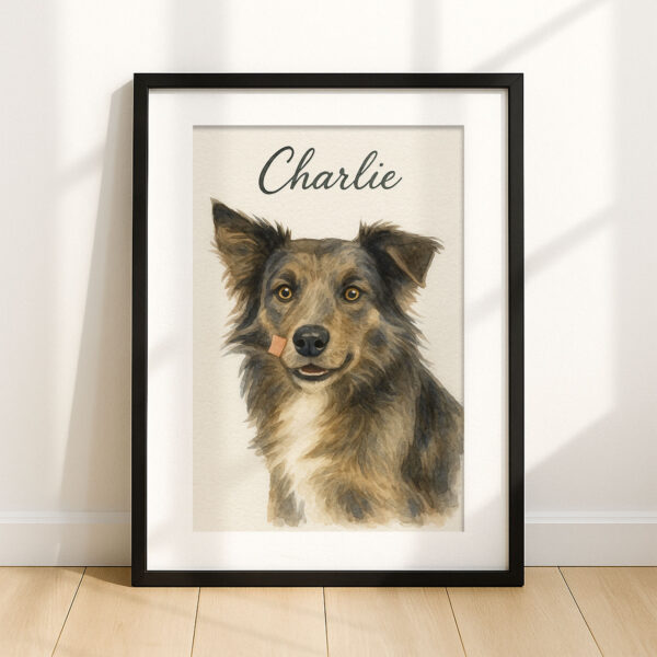 Personalized Dog Portrait Art Print Featuring Charlie the Dog in Watercolor Style - Image 7