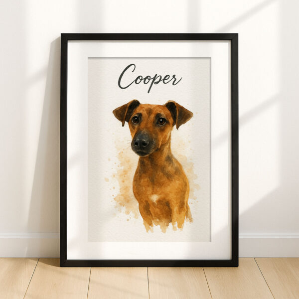 Custom Watercolor Dog Portrait Art Print Featuring Your Pet Cooper in a Stylish Frame - Image 7