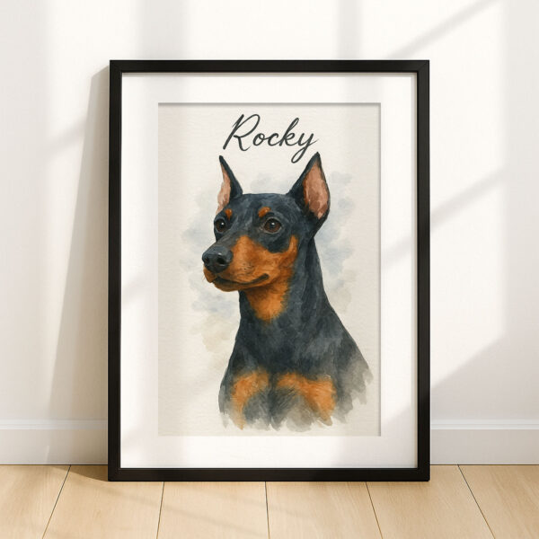 Personalized Watercolor Dog Portrait Custom Art Print for Pet Lovers Featuring Rocky the Doberman - Image 7