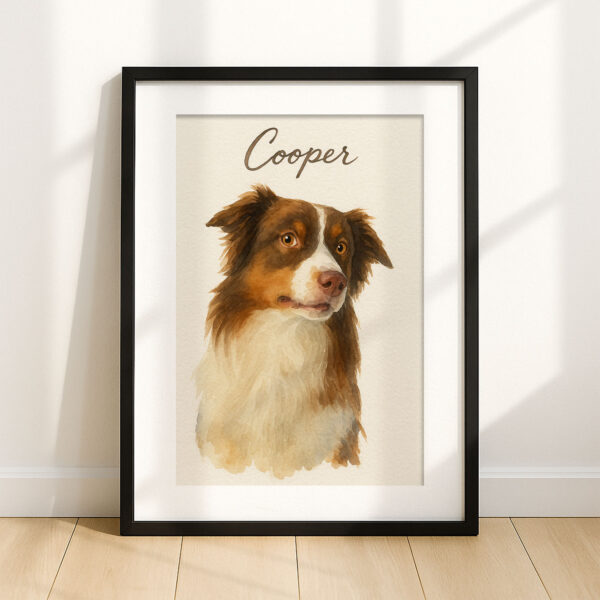 Personalized Watercolor Dog Portrait of Cooper in Elegant Frame for Pet Lovers - Image 7