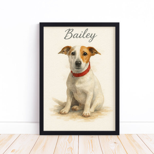 Personalized Watercolor Dog Portrait of Bailey Framed Wall Art for Pet Lovers - Image 6