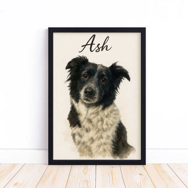Personalized Dog Portrait Print of Ash in Beautiful Watercolor Style for Dog Lovers - Image 6
