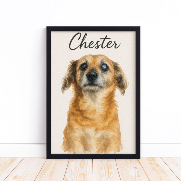 Personalized Watercolor Dog Portrait of Chester for Pet Lovers Stylish Home Decor - Image 6