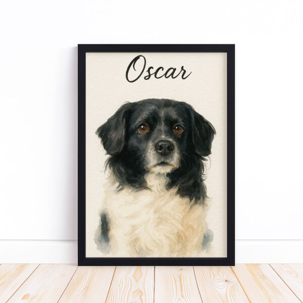 Custom Pet Portrait of Oscar in Beautiful Watercolor Style Framed Art Print - Image 6