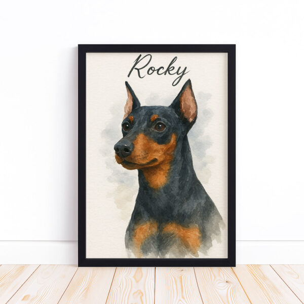 Personalized Watercolor Dog Portrait Custom Art Print for Pet Lovers Featuring Rocky the Doberman - Image 6