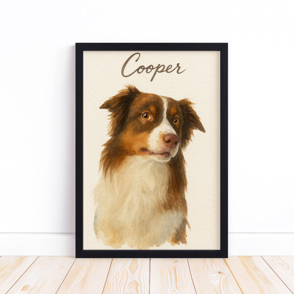 Personalized Watercolor Dog Portrait of Cooper in Elegant Frame for Pet Lovers - Image 6