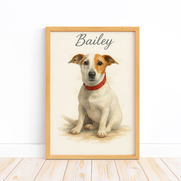 Personalized Watercolor Dog Portrait of Bailey Framed Wall Art for Pet Lovers - Image 5