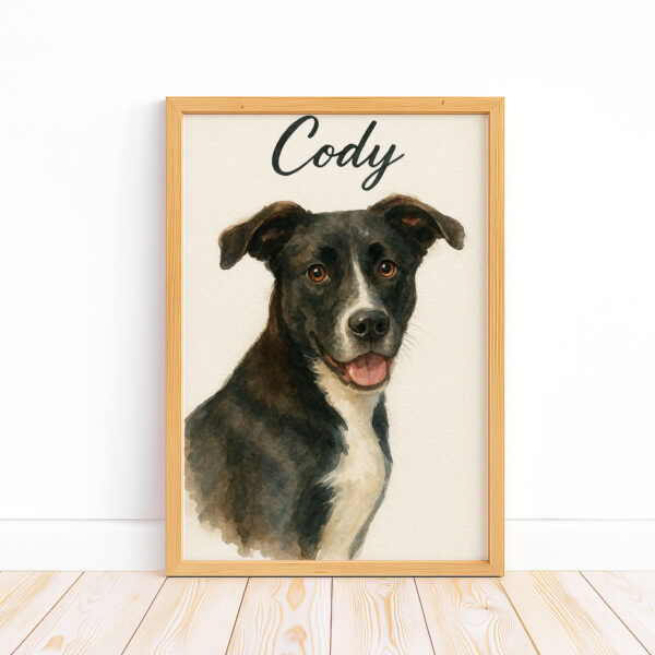 Personalized Watercolor Dog Portraits Featuring Your Pet's Name - Custom Gift for Dog Lovers - Image 5
