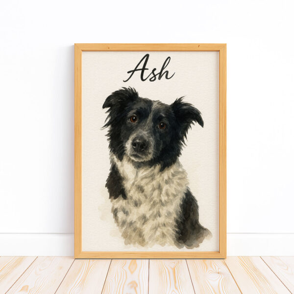 Personalized Dog Portrait Print of Ash in Beautiful Watercolor Style for Dog Lovers - Image 5