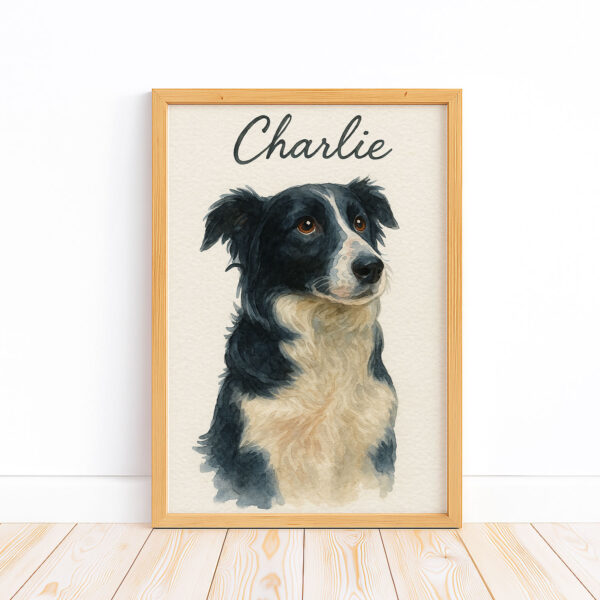 Personalized Pet Portrait of Your Dog Charlie in Stylish Watercolor Frame Art - Image 5