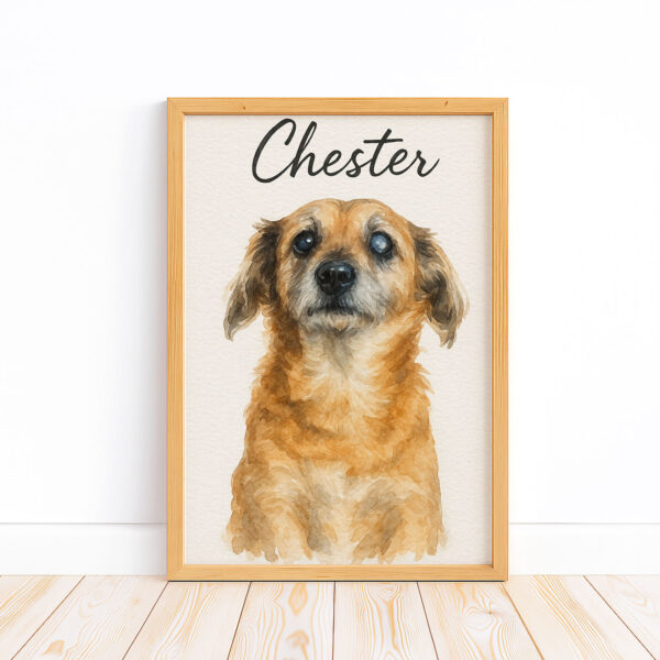 Personalized Watercolor Dog Portrait of Chester for Pet Lovers Stylish Home Decor - Image 5